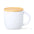 Taza Sostenible de Cerámica  y Tapa de Bambú Personalizable Especial Oficina Zenara 350 ml