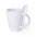White Conical Ceramic Mug with Spoon for Personalizing Special Events Weddings Samay 300 ml