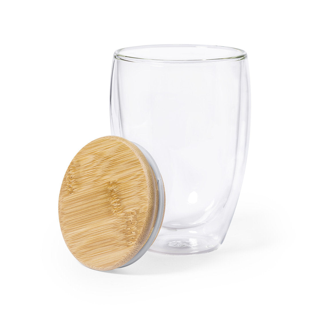 Vaso de cristal con tapa y pajita de 350 ml