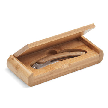 Abridor de Vino de Acero Inoxidable y Bambú con Doble Sacacorchos Presentado en Elegante Caja de Bambú Sono