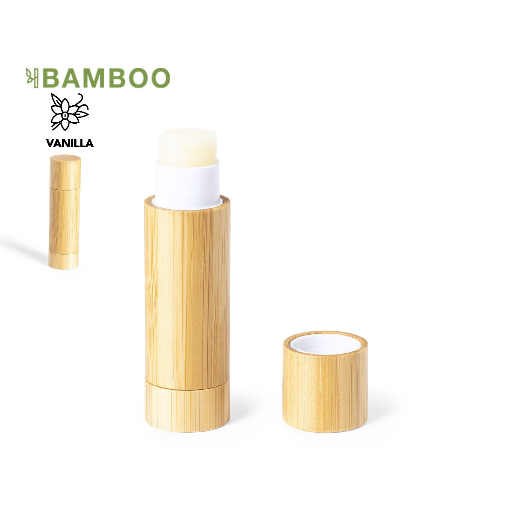 Bálsamo Labial Aroma Vainilla y SPF15 en Envase Ecológico de Bambú para Personalizar Especial Eventos Fitol
