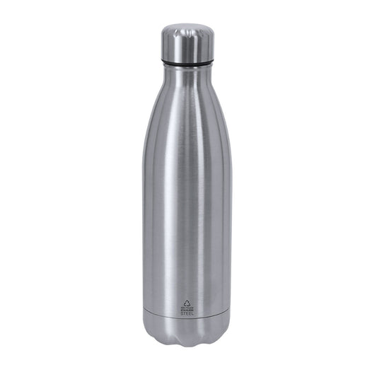 Bidón de acero inoxidable reciclado de 790 ml personalizado como regalo promocional corporativo color plata