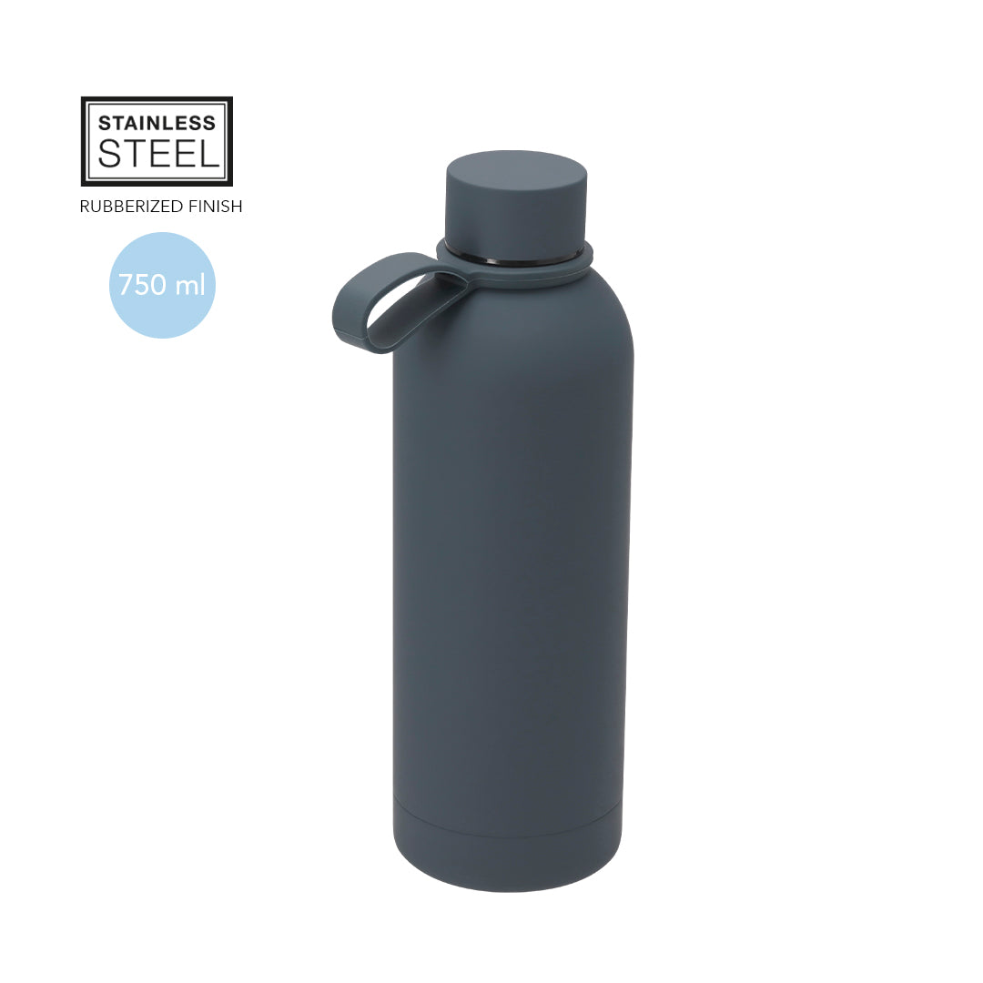 Bidón ecológico de acero inoxidable 750 ml con acabado engomado, regalo promocional sostenible