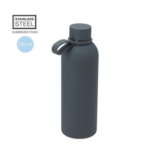 Bidón ecológico de acero inoxidable 750 ml con acabado engomado, regalo promocional sostenible