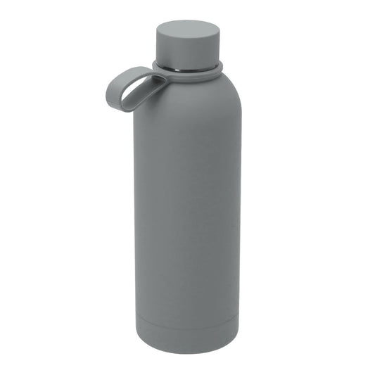 Bidón ecológico de acero inoxidable para deporte y uso diario, regalo promocional sostenible color gris
