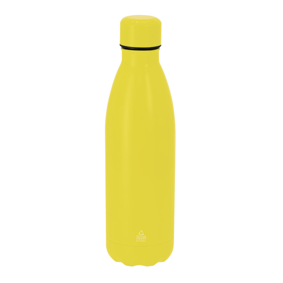 Bidón térmico amarillo 500 ml de acero inoxidable reciclado como regalo promocional sostenible para empresas