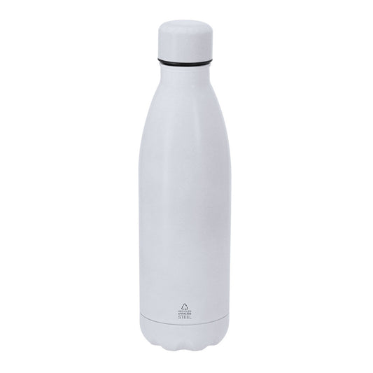 Bidón térmico blanco 500 ml reutilizable en acero inoxidable reciclado para regalos corporativos