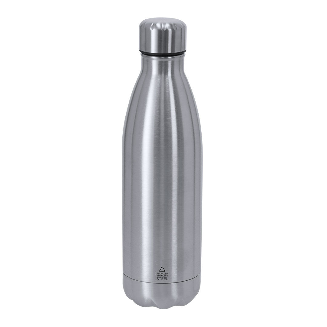 Bidón térmico plateado 500 ml de acero inoxidable reciclado como regalo promocional ecológico