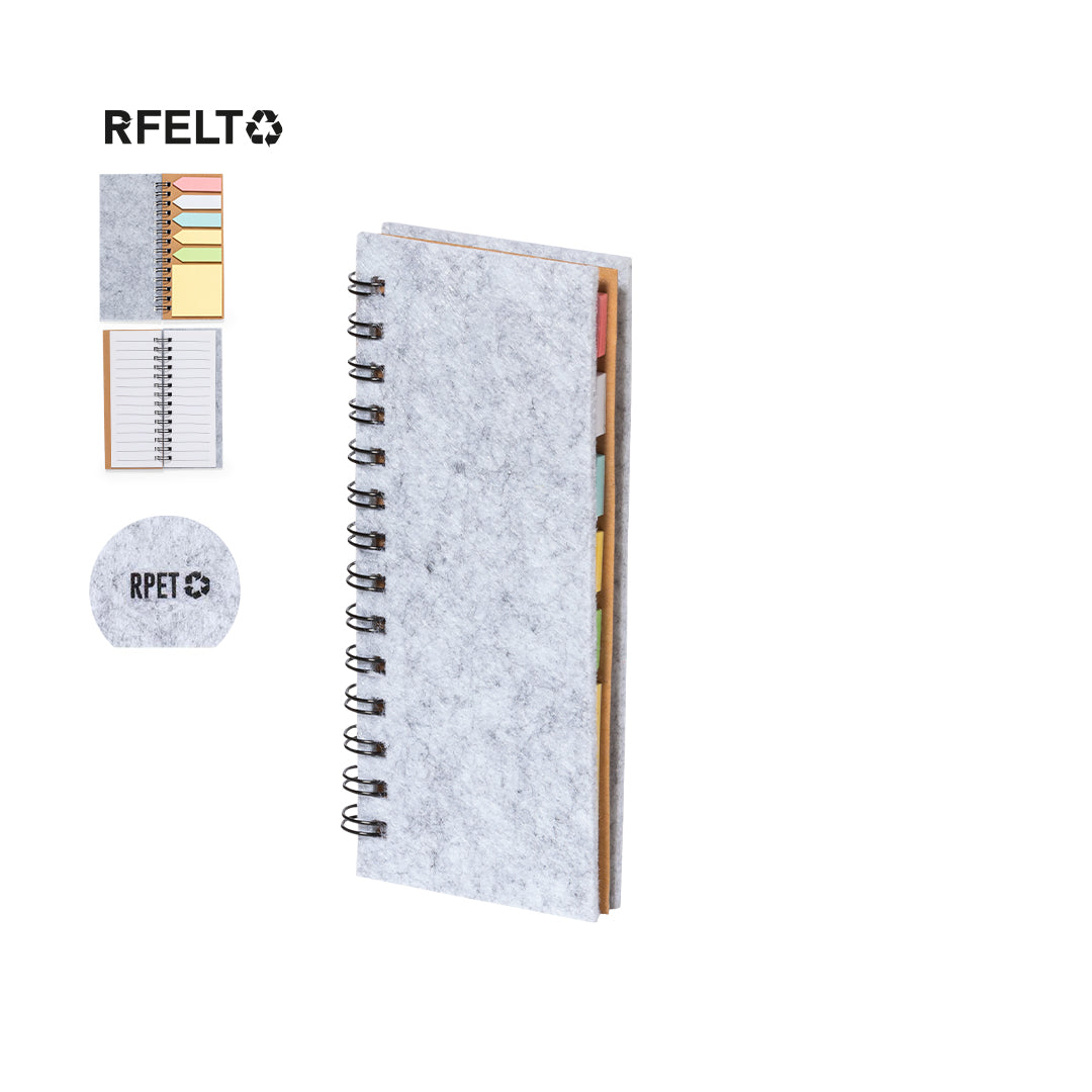 Bloc de Anillas de Notas Adhesivas Sostenible de Fieltro RPET para Personalizar Especial Formación con Distintivo ECO Aurat
