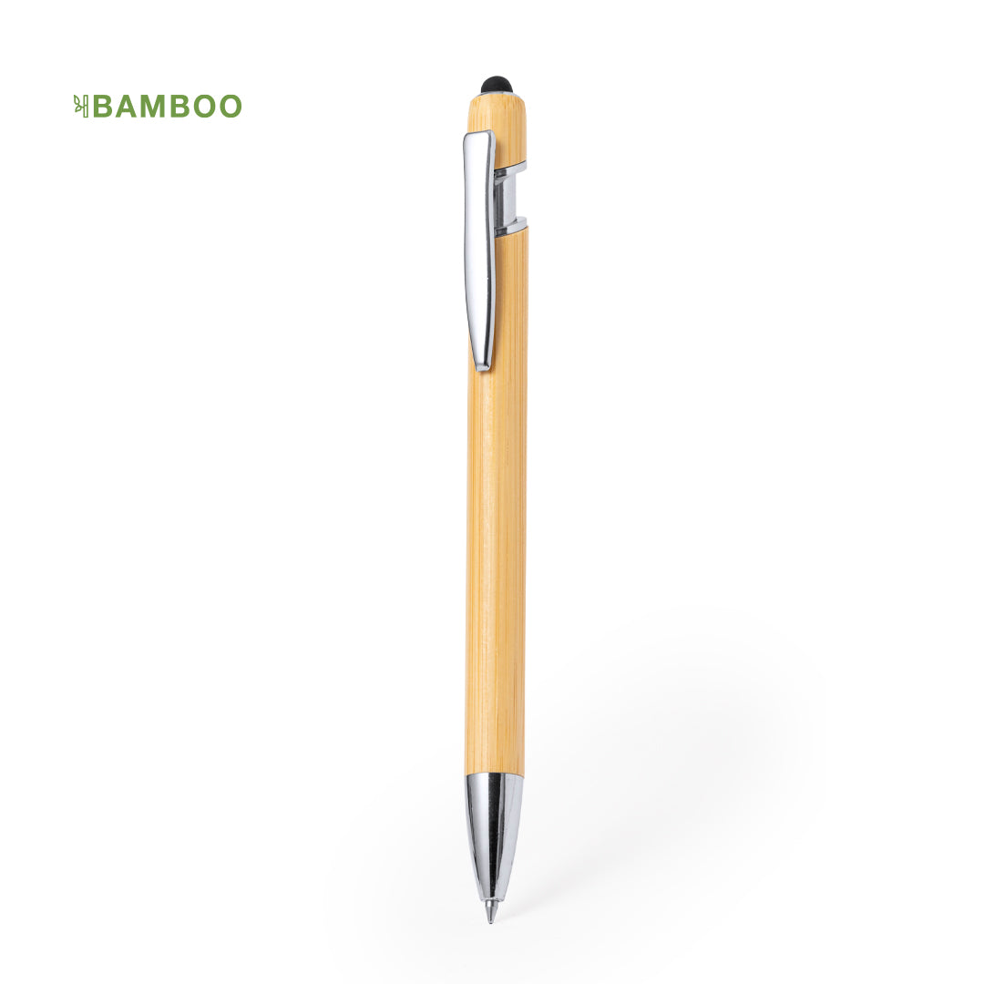 Bolígrafo Puntero Con Cuerpo Ecológico de Bambú y Accesorios Cromados Para Personalizar Clixo
