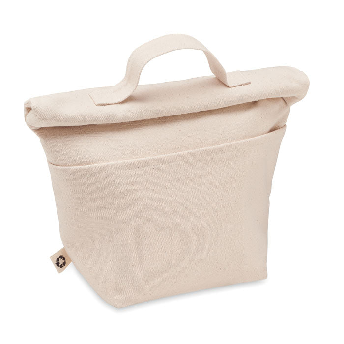 Bolsa nevera ecológica de algodón reciclado personalizada para eventos al aire libre y campañas de verano.