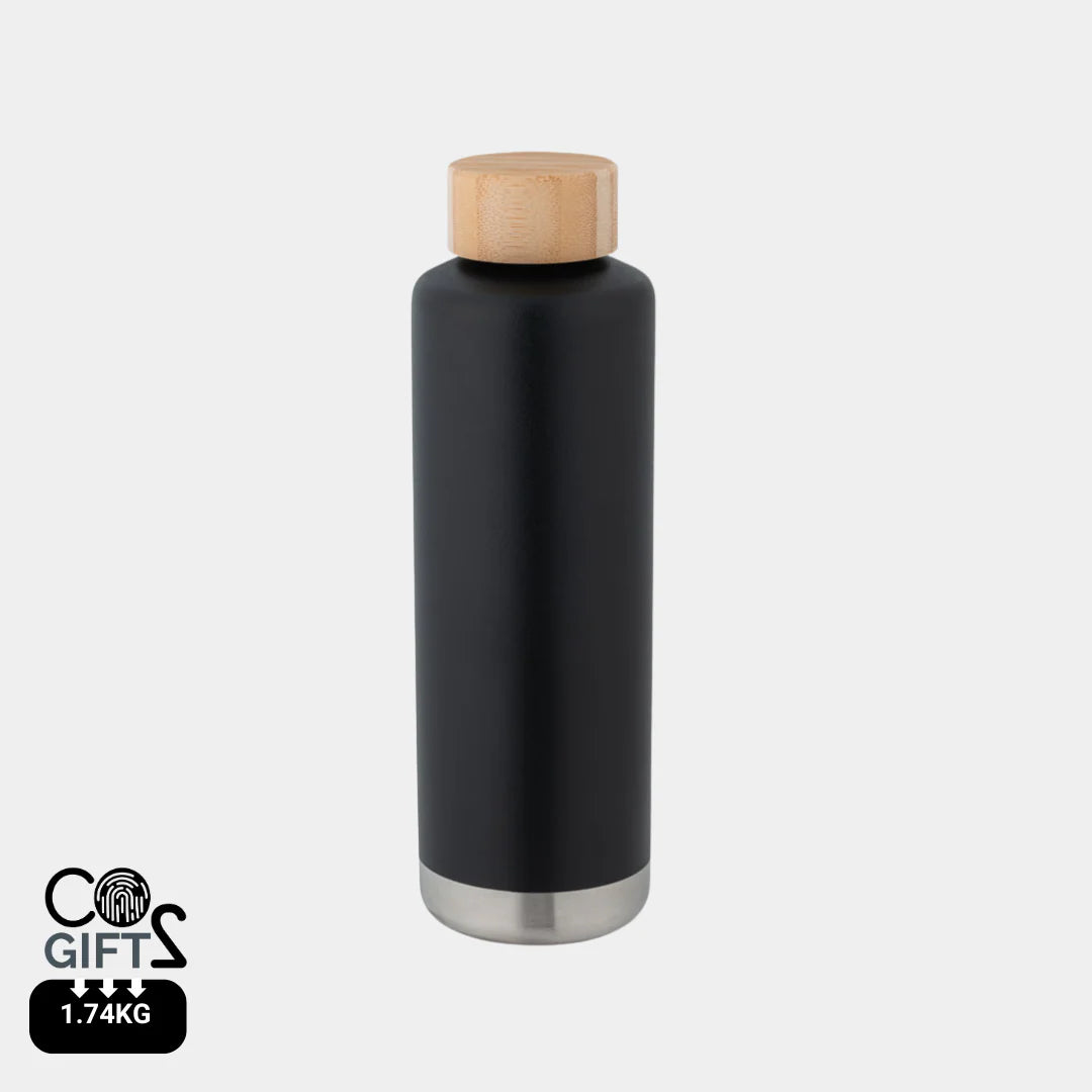 Botella térmica sostenible 640 ml de acero inoxidable con 36 por ciento reciclado y tapa de bambú para regalos corporativos