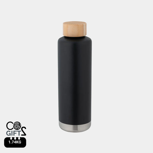 Botella térmica sostenible 640 ml de acero inoxidable con 36 por ciento reciclado y tapa de bambú para regalos corporativos