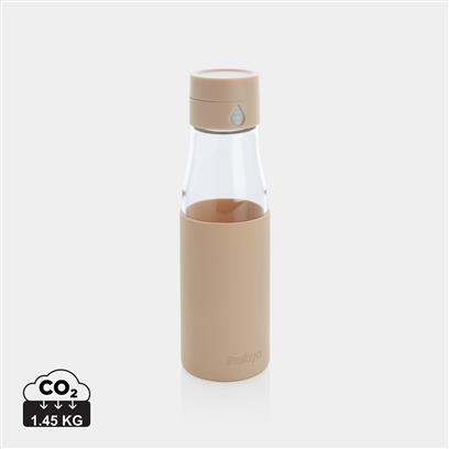 Botella de Seguimiento de Hidratación Inteligente Sostenible de Vidrio de Borosilicato y Silicona En Varios Colores Para Personalizar Ukiyo- 600ml