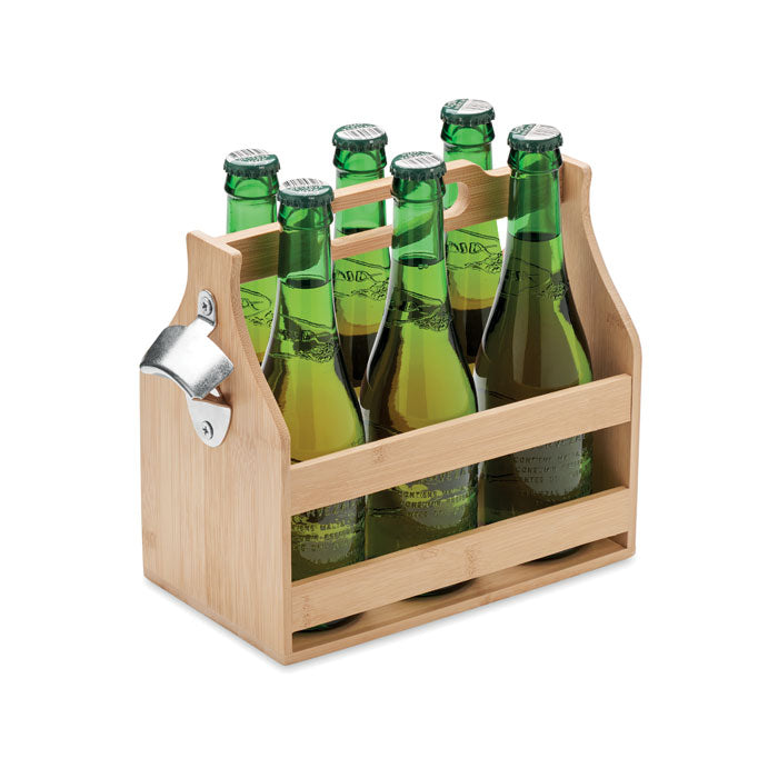 Caja Ecológica de Bambú Personalizable para 6 Cervezas con Abridor Incorporado Cabas