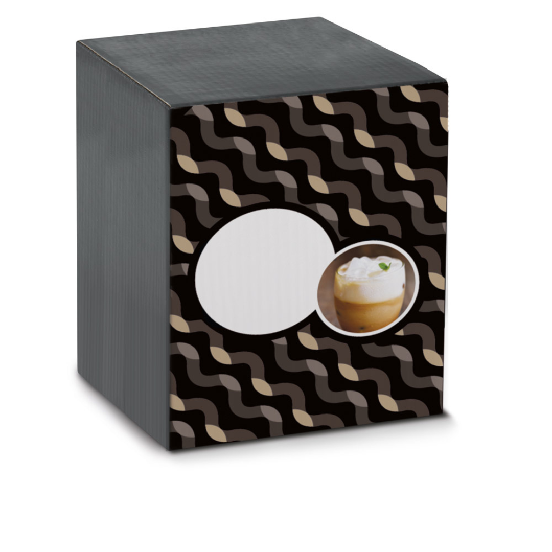 Vaso de vidrio borosilicato en caja de regalo personalizable, opción de merchandising ecológico para empresas