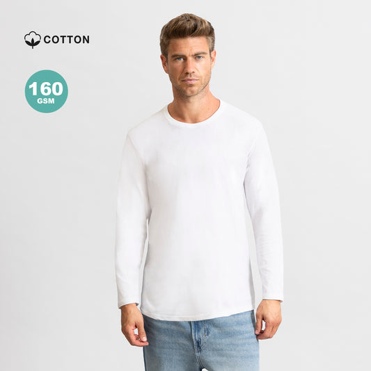 Camiseta promocional blanca de manga larga para adulto personalizada