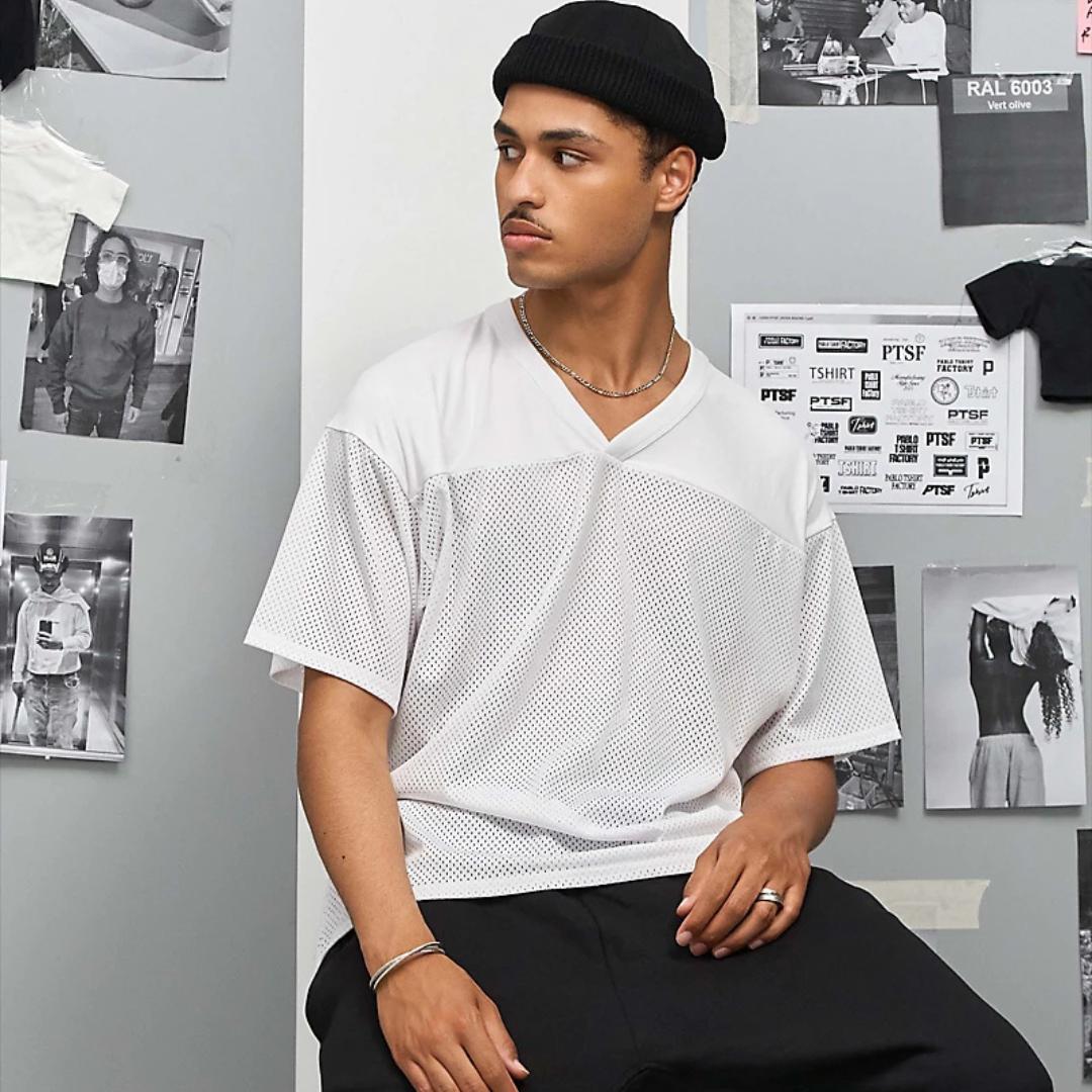 Tejido malla 205 100% poliéster reciclado en camiseta vintage ecológica