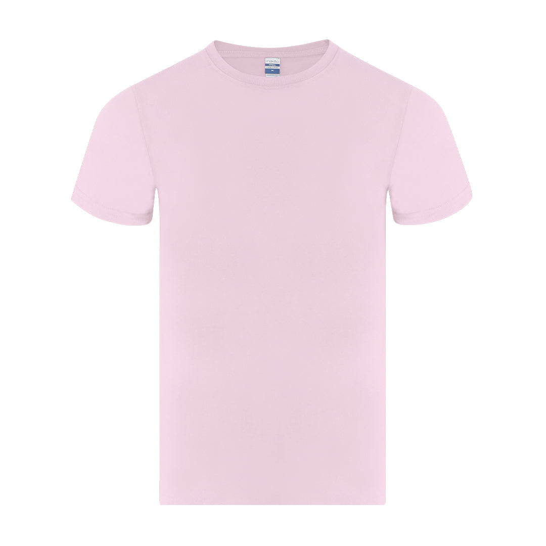 Camiseta infantil rosa algodón ring spun para merchandising escolar