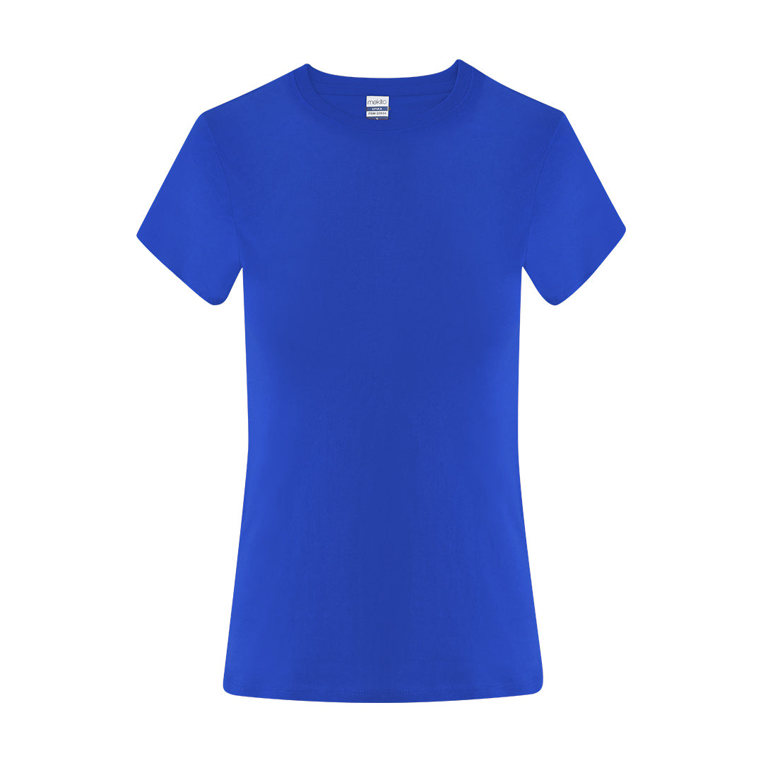 Camiseta azul mujer 100% algodón para uniformidad empresarial