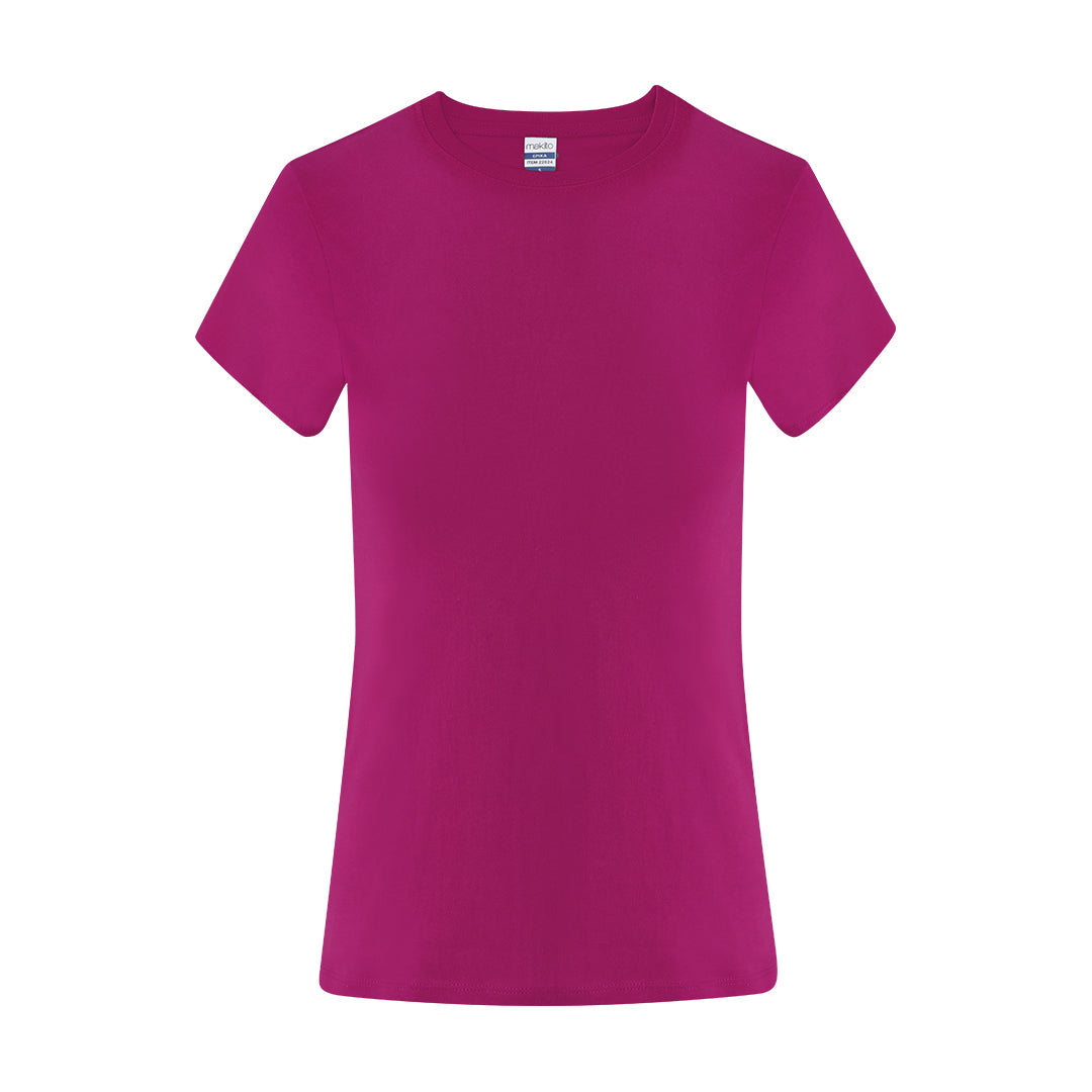 Camiseta mujer fucsia algodón 150 g para campañas publicitarias