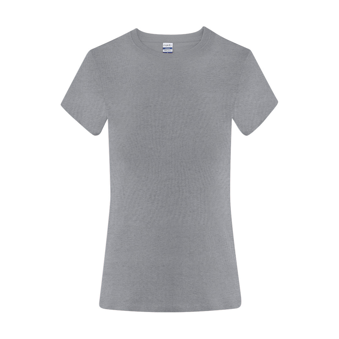 Camiseta gris mujer algodón single jersey para merchandising corporativo