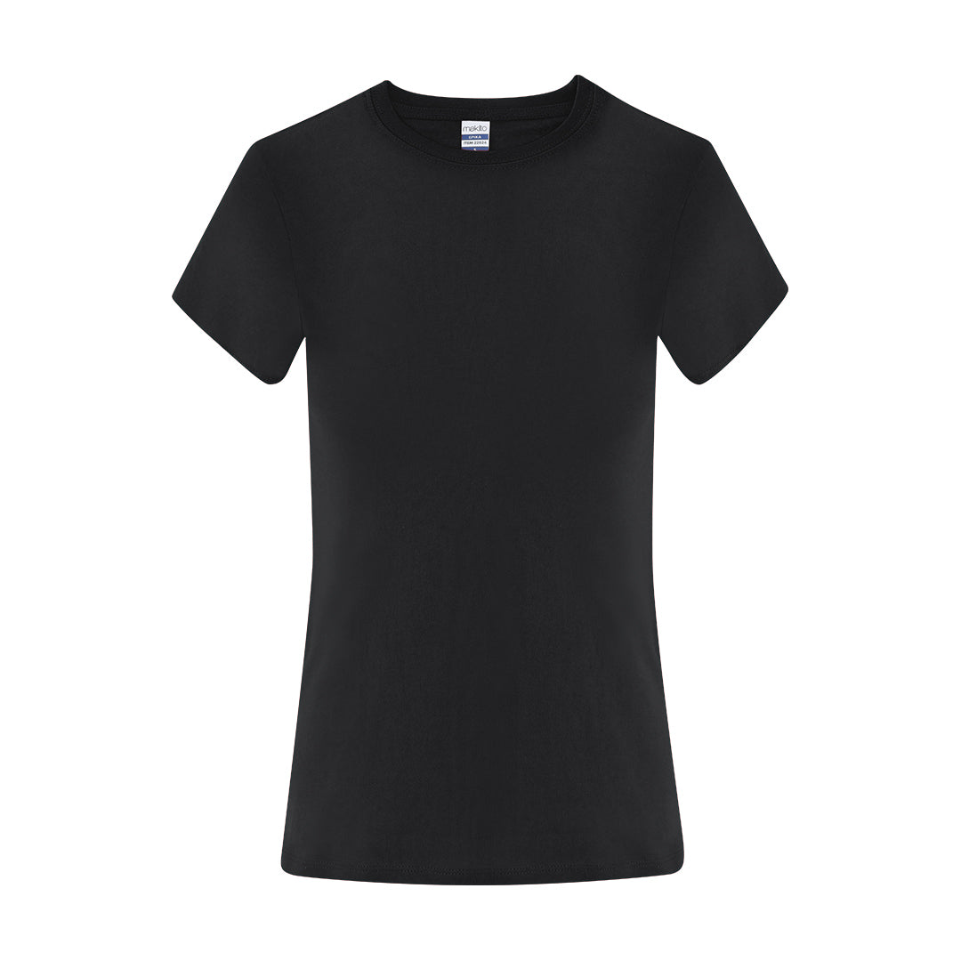 Camiseta negra mujer 100% algodón para merchandising empresarial