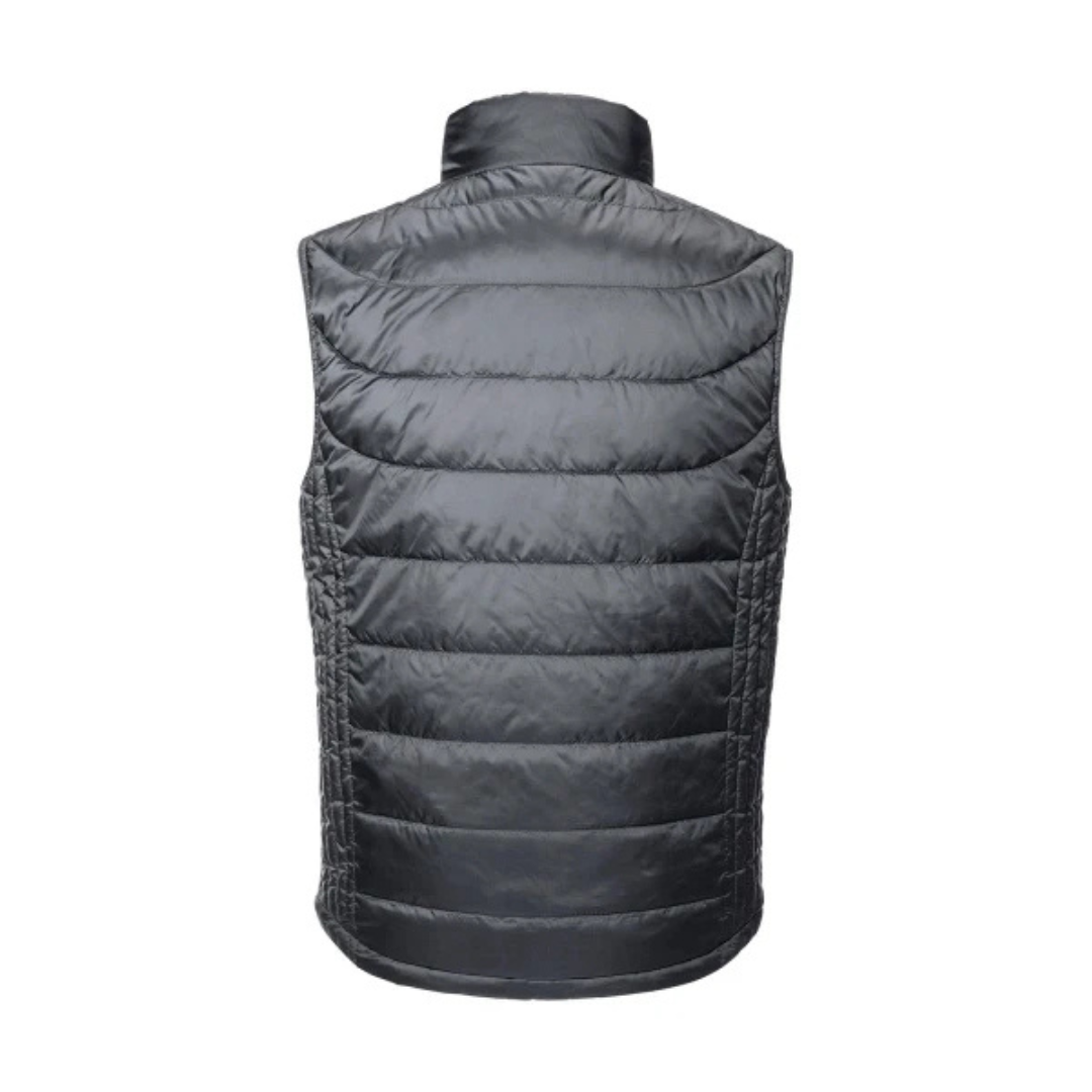 Chaleco sostenible para hombre fabricado con materiales reciclados RPET, adaptable con logo para empresas y uniformes.