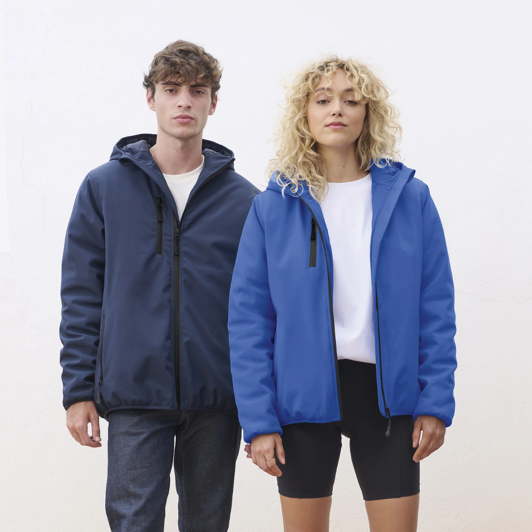 Chaqueta softshell acolchada de invierno en poliéster reciclado, vista frontal