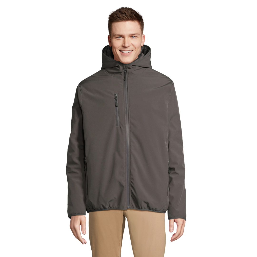 Chaqueta softshell acolchada de invierno en poliéster reciclado, vista frontal