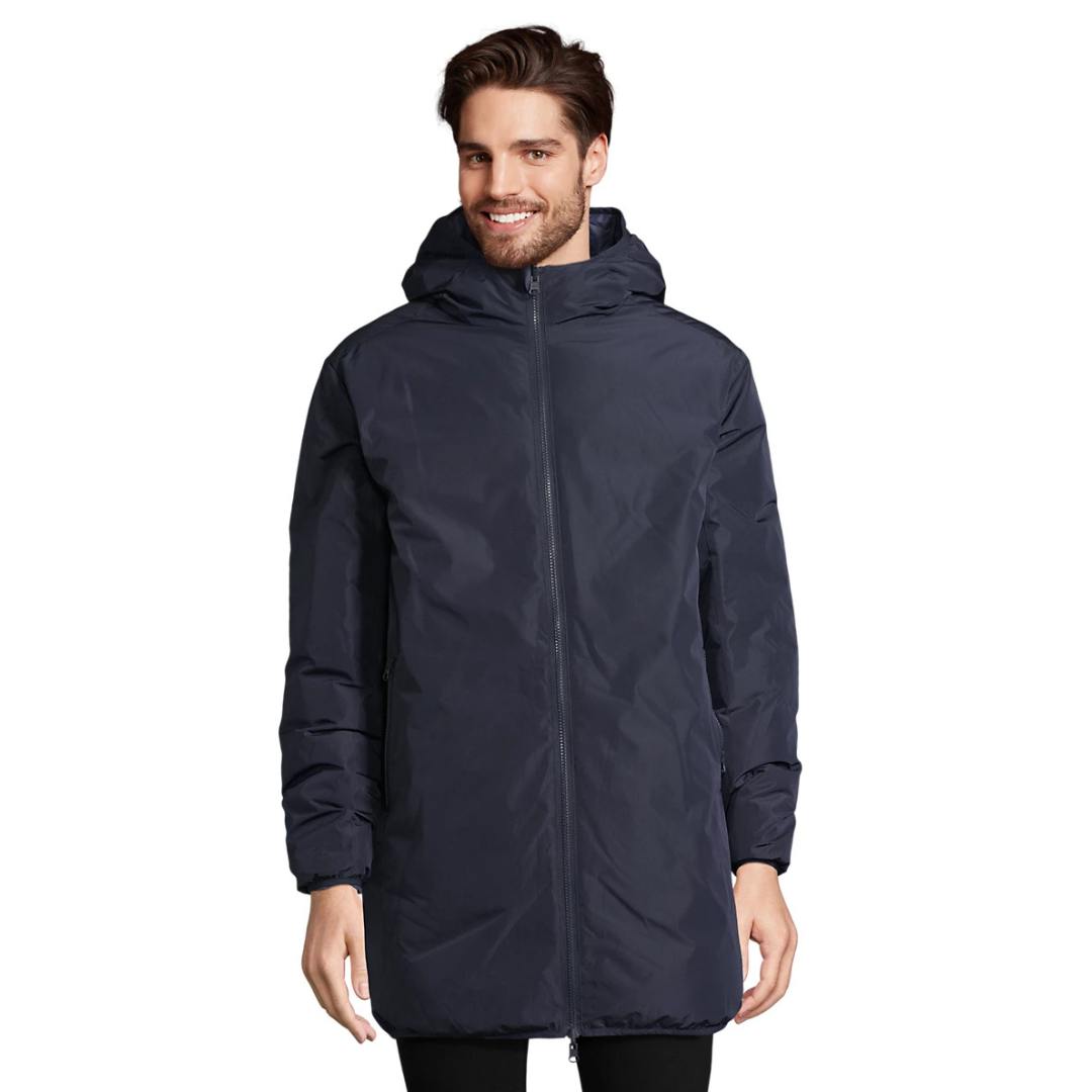 Chaqueta unisex reversible ecológica de poliéster reciclado, ropa corporativa sostenible color marino 
