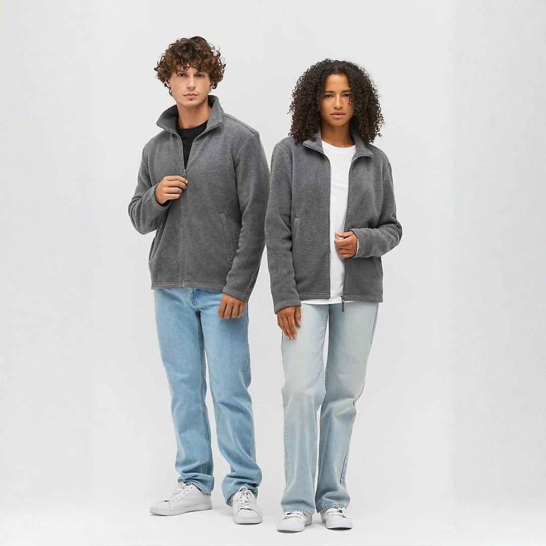 Chaqueta micropolar unisex 100% poliéster reciclado certificada GRS para ropa corporativa sostenible