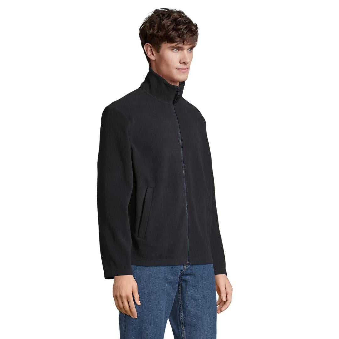 Chaqueta micropolar ecológica con cremallera metálica para merchandising corporativo color marino 
