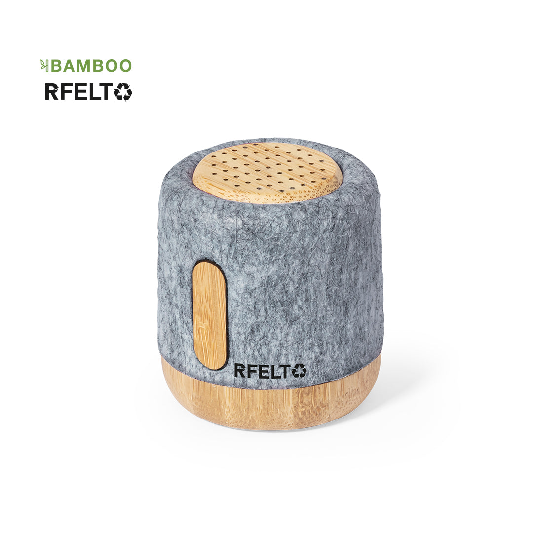 Altavoz Bluetooth Sostenible de Fieltro RPET y Bambú Personalizable con Distintivo ECO Boitok 3W