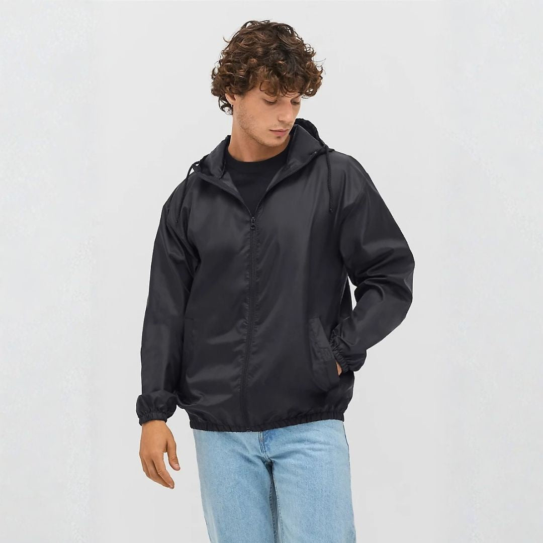 Cortavientos promocional ecológico con cremallera frontal, ropa corporativa sostenible