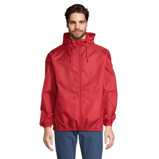 Puños y bajo elásticos en cortavientos unisex ecológico, prenda promocional sostenible