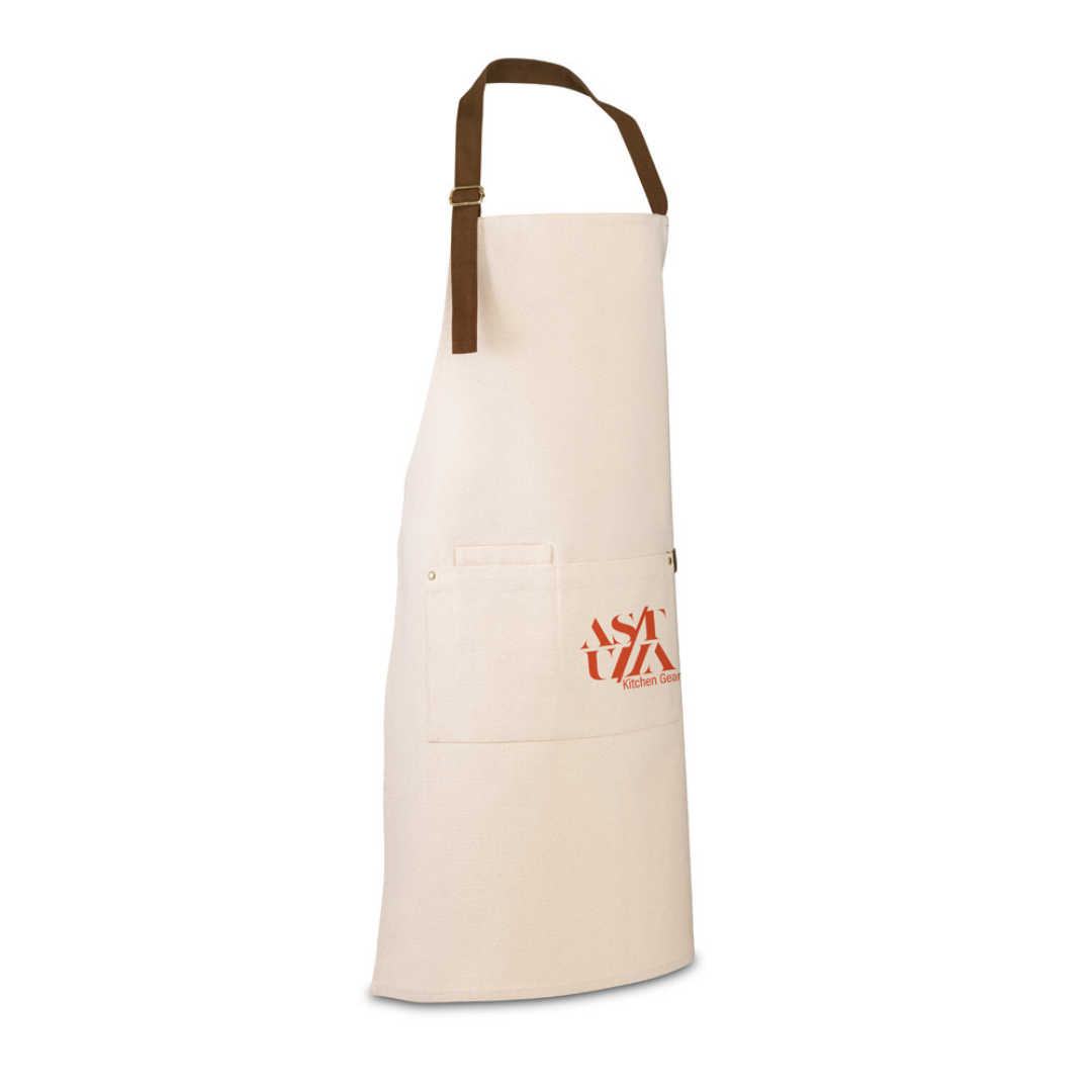 Delantal sostenible de algodón con 3 bolsillos y correa ajustable para regalo corporativo