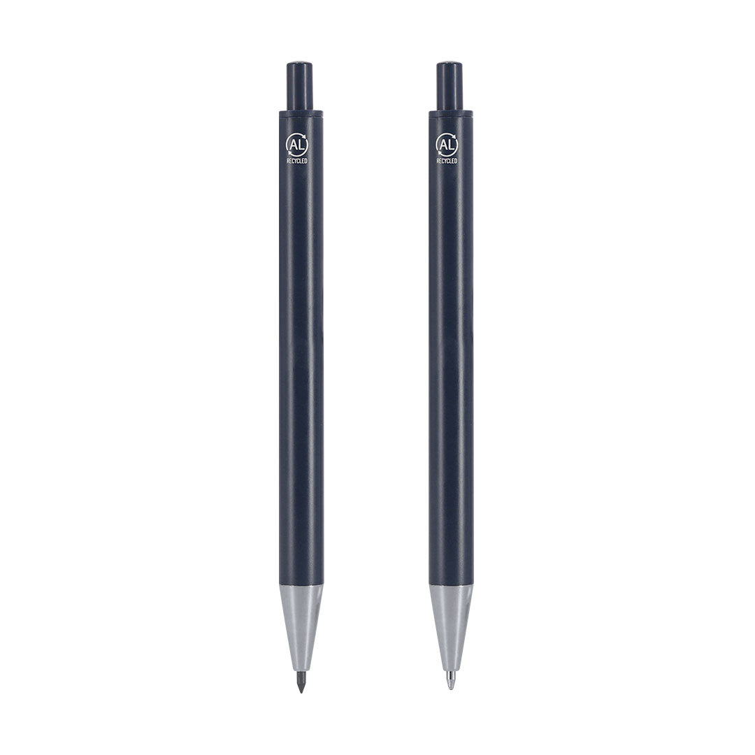 Distintivo AL Recycled impreso en set de escritura ecológico, merchandising sostenible