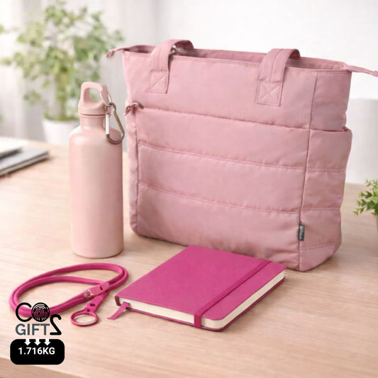 Welcome pack personalizable para empresas con tote botella libreta y lanyard para branding profesional y sostenible