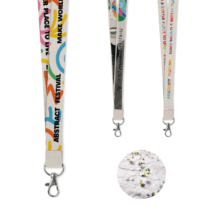 Lanyard Ecológico de Papel de Semillas para Personalizar Made In Europe Especial Eventos y Congresos