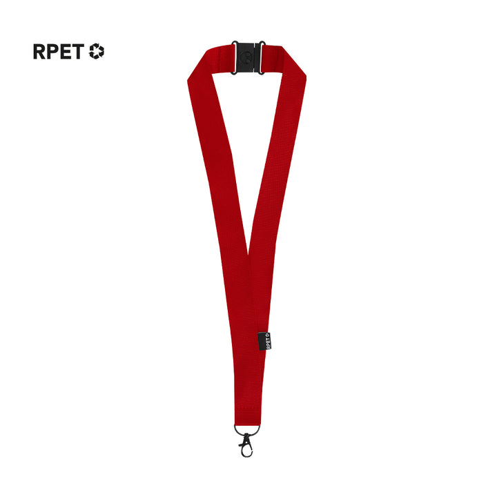 Lanyard ecológico Dycoun de poliéster RPET con cierre de seguridad para ferias, congresos y acreditaciones corporativas