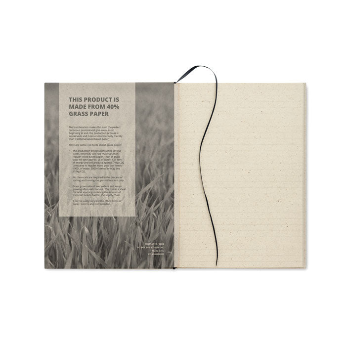 Libreta A5 Ecológica de Papel de Hierba con Tapa de Cartón Personalizable Made In Europe Especial Formación Grass Notes