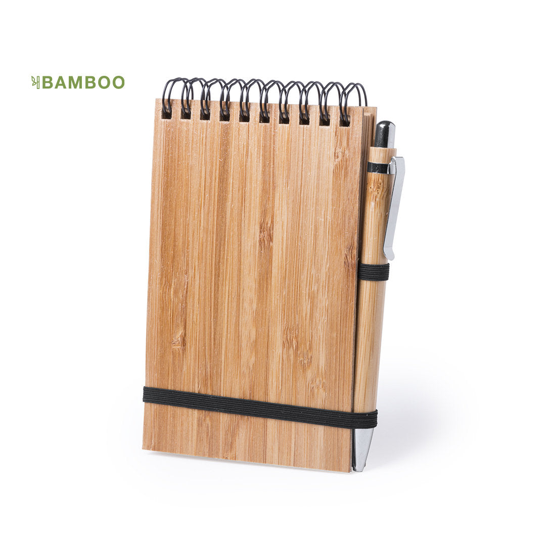 Libreta Ecológica de Anillas con Tapas de Bambú con Bolígrafo Tumiz