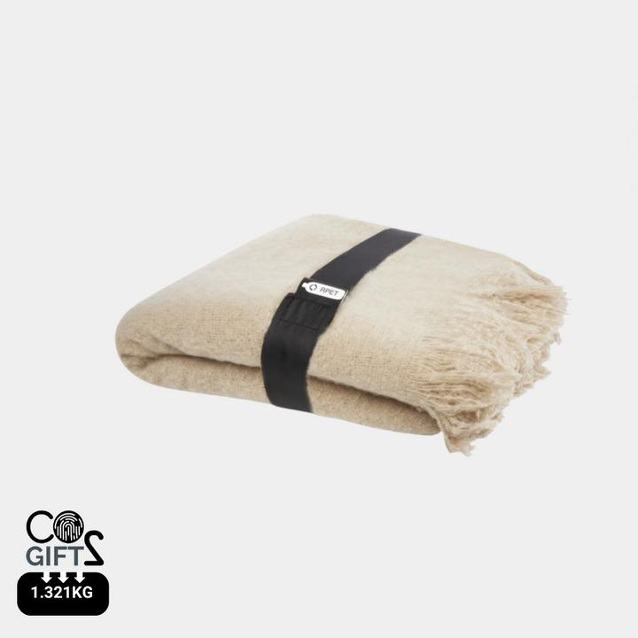 Manta sostenible RPET Ivy GRS y OEKO-TEX personalizada para regalos corporativos premium de Navidad