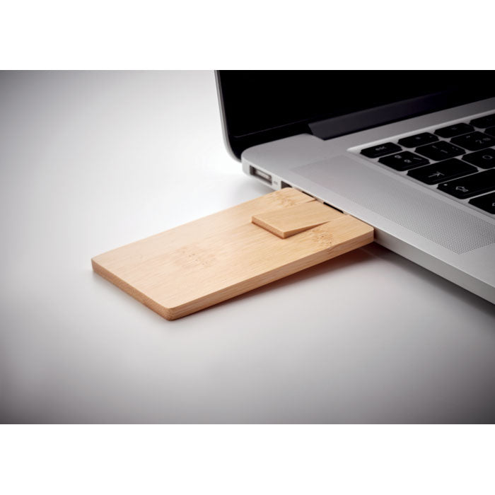 Memoria USB Ecológica 2.0 de Bambú con Amplia Superficie de Personalización Creditcard Plus- 16GB