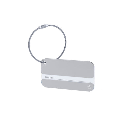 Tarjeta de identificación incluida en identificador de maletas de aluminio reciclado