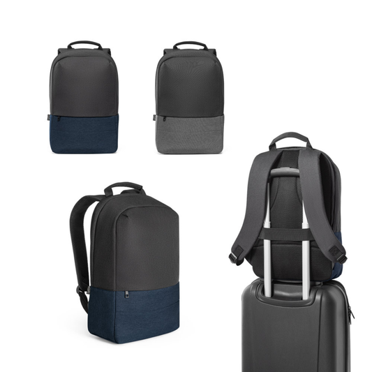 Mochila antirrobo fabricada en poliéster reciclado rPET 600D con compartimento para portátil, ideal para regalos de empresa sostenibles.