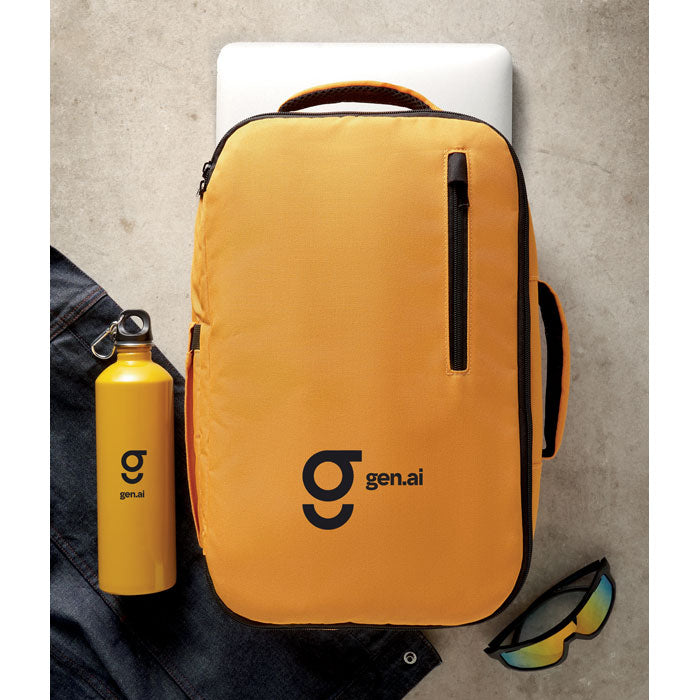 Mochila Flysafe de cabina en RPET personalizada para viajes profesionales, portátil y roadshows corporativos