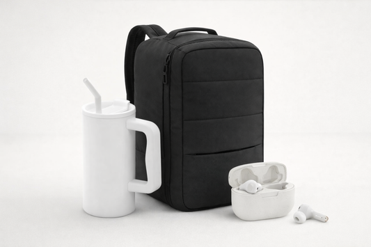 Pack de bienvenida sostenible premium para empleados con tecnología y productos de movilidad