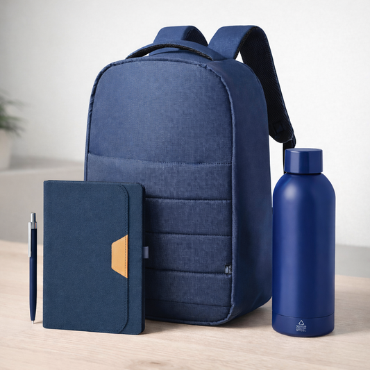 Pack de bienvenida para empleados personalizable con merchandising sostenible premium